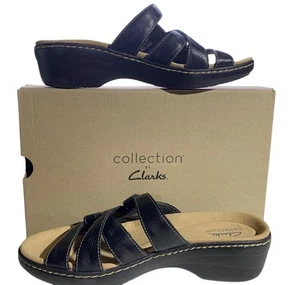 Clarks Damen 11N schwarz Merliah Karli Leder Slipper Riemchen Landhaus Sandalen NEU - Bild 1 von 10