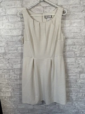 Vestido de sol MARY MCFADDEN beige texturizado a rayas de piedra sin mangas grande para mujer Foto 1 de 4