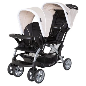 Sit N Stand Travel Compact Toddler Baby Double Stroller, Modern Khaki (Used) - Picture 1 of 11