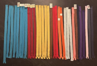 Lote De Colección De 32 Cremalleras De Costura Belding YKK TEE Garra 20" Foto 1 de 4