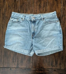 Vtg Y2K Levi's 515 Denim Shorts Light Wash High Rise Cuffed Cutoffs Size 14 MPET - Picture 1 of 7