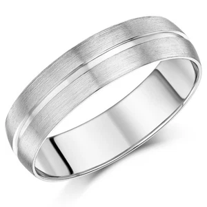 Palladium Wedding Ring Men's patterned 6mm Ring - Picture 1 of 1