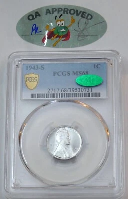 1943-S Lincoln Steel Cent PCGS MS68 CAC Doubling on Date/Mint Mark #K132 - Image 1 of 4