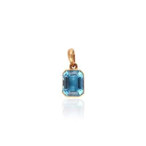 Natural Blue Topaz Minimalist Solitaire Pendant Jewelry 14k Gold Finish Silver - Foto 1 di 2
