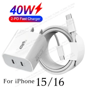 For Android Samsung 40W TypeC Fast Charger Adapter Block PD USB C Charging Cable - Picture 1 of 12