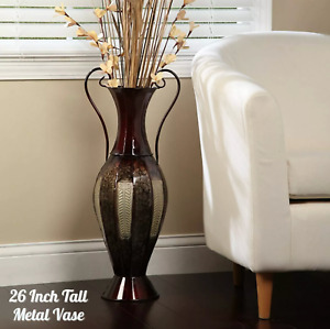 26" Tall Metal Floor Vase w/Handles Living Room Wedding Holiday Gift Art Decor