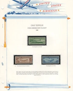 Scott C13 - C15 - Airmails. Zeppelins On White Ace Page. MNH. OG.   #02 C13mnhwa - Picture 1 of 1