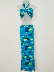 Asta Resort Carmen Set Strick Bandeau Top & Maxirock Gr. S Ozeanblau - Bild 1 von 16