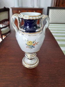 Meissen, Schlangengriff-Prunkvase, kobaltblau, 1.Wahl, Blumenmalerei, neuwertig - Bild 1 von 6