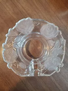 Tazón de baratija rosa esmerilada de cristal de colección - Imagen 1 de 6