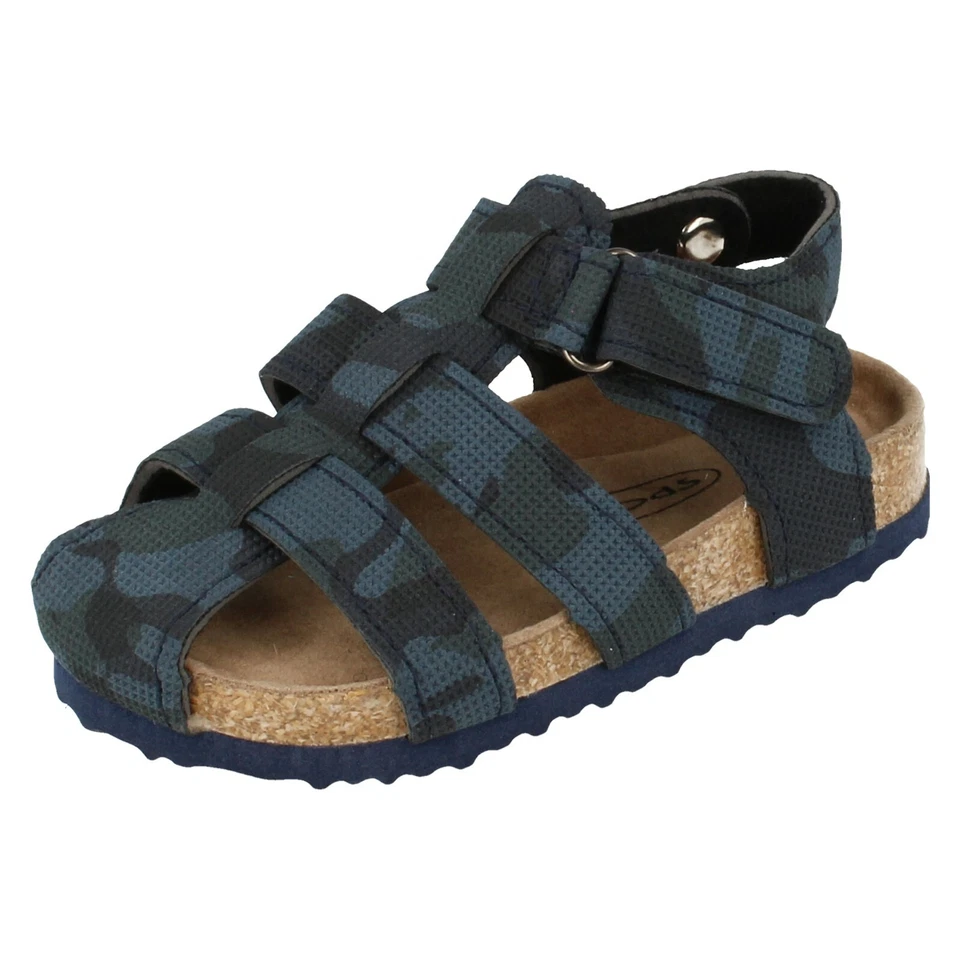 Niños Spot On Azul Marino Camuflaje Elegante Open Toe Cierre Adhesivo Sandalias: - Imagen 1 de 1