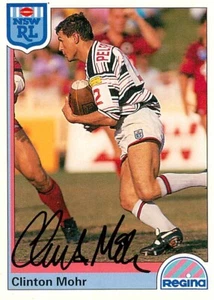 Signed 1992 GOLD COAST SEAGULLS NRL Card CLINTON MOHR Titans - Foto 1 di 2
