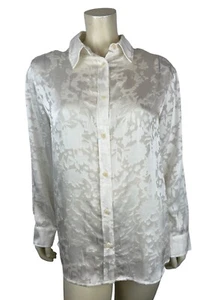 NEW Saint + Sofia Button Down Boyfriend Shirt Size 6 White Burnout Long Sleeve - Picture 1 of 12