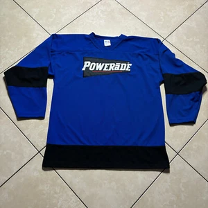Vintage 80s 90s Athletic Knits POWERADE Logo Promo Sewn Hockey Jersey L Vintage Blue - Bild 1 von 10