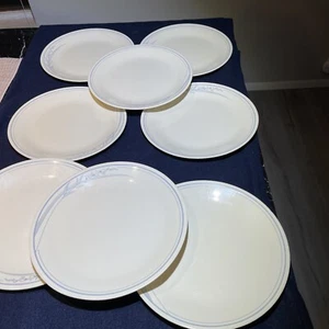 Corelle Blue Lilly Pattern 10.25 Inch Dinner Plate Set Of 8 Vintage Corning - Picture 1 of 5