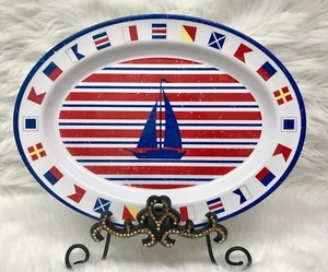 BC Beachcombers Segelboot & Flagge große ovale Melaminplatte Servierplatte Dekor - Bild 1 von 5