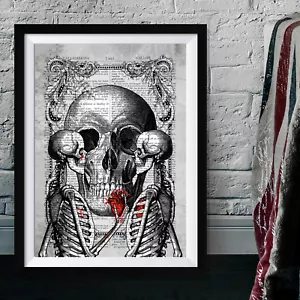Gothic Poster Print I Give you My Heart Anatomical Skeletons Dictionary Picture - Picture 1 of 3