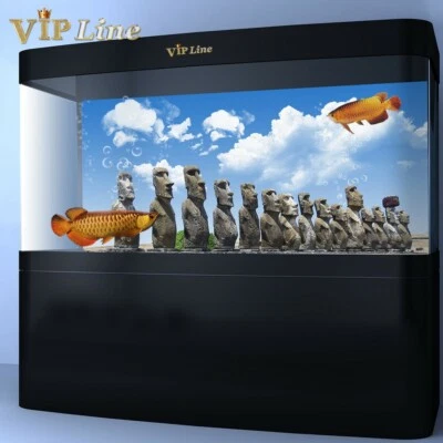 VIP.LINE Aquarium Background Poster Easter Island Statues HD Fish Tank Decor Landscape