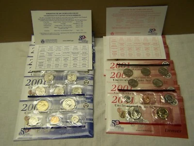 (6) 2001 U.S.uncirculated  Mint Set P&D In Original Envelopes W/COA - Image 1 of 2
