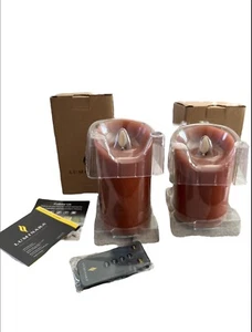 2 Luminara Flameless Rust Orange Smooth  Pillar Candle Indoor Outdoor 5”  6” NEW - Picture 1 of 4