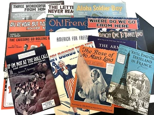 Lot of 14 Sheet Music Wartime Military Patriotic 1918 thru 1942 - Picture 1 of 6