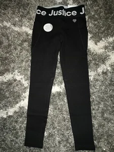Girls justice sport high waist active ribbed legging 8 new black logo - Picture 1 of 4
