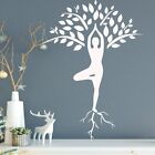 Slender Woman Yoga Pose Wall Sticker Tree Pattern For Girl Bedroom Wall Stickers
