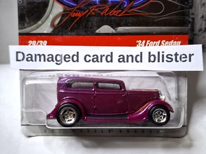 Hot Wheels Larry's Garage 34 FORD SEDAN Purple Chase Signed Real Riders OPENER - Picture 1 of 7