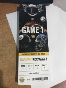 2018 PITTSBURGH STEELERS VS TENNESSEE TITANS NFL FOOTBALL TICKET STUB 8/25 - Picture 1 of 1