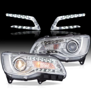 VLAND LED Head Lights Chrome Housing For 2011-2023 Chrysler 300 Assembly Front - Picture 1 of 17