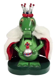 Vintage Nutcracker Village 2001 Frog Prince 9" Wood Figure Red & White Cape - Picture 1 of 8