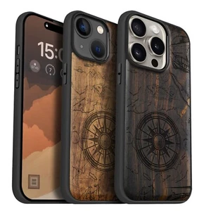 Custodia telefono legno magnetico per iPhone 12 13 mini 14 15 Pro Max Plus MagSafe - Foto 1 di 13
