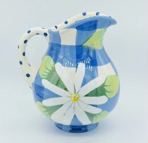 B. Ware Malibu Plaid - Polka Dot Daisy Pitcher - Picture 1 of 8