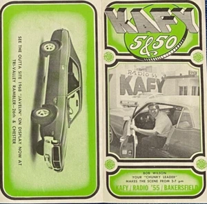 Estación de radio de colección 1967 KAFY 55 Music Survey Bakersfield CA 1968 AMC Javelin - Imagen 1 de 3