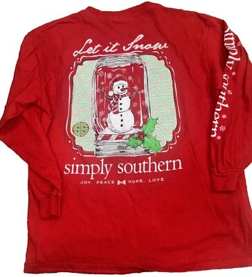 Camiseta Manga Longa Simply Southern Youth Tamanho M Let It Snow Feriado Natal - Imagem 1 de 3