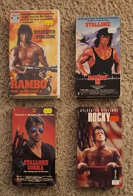 Rambo 2 & 3, Rocky, & Cobra (VHS Lot Of 4) Sylvester Stallone  - Image 1 of 4