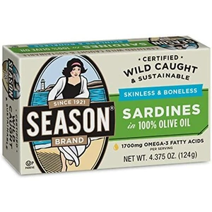 Season Skinless & Boneless Sardines in Oil, 4.375-Ounce Tins (Pack of 12) - Picture 1 of 1
