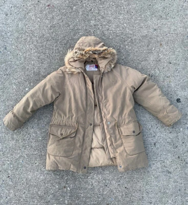 Vintage 70s SCHOTT NYC Et Plume Goose Down Parka Coat W/ Fur Trim Fits US 14 - Image 1 of 4