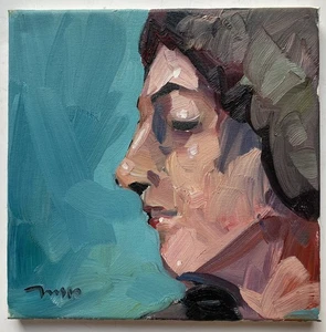 Vintage 2020 Original Jose Trujillo signiert Ölgemälde Portrait Quiet Moment - Bild 1 von 12