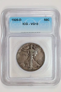 1920-D WALKING LIBERTY HALF DOLLAR ICG VG10 - Picture 1 of 2