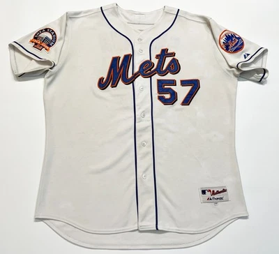 Camiseta Majestic Auténtica MLB 2008 New York Mets Santana #57 Talla 52 Blanca EE. UU. Foto 1 de 4