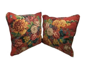 Juego de 2 Almohadas Ralph Lauren Aylesbury Rojo Floral Cremallera 16" Cuadrado - Imagen 1 de 17