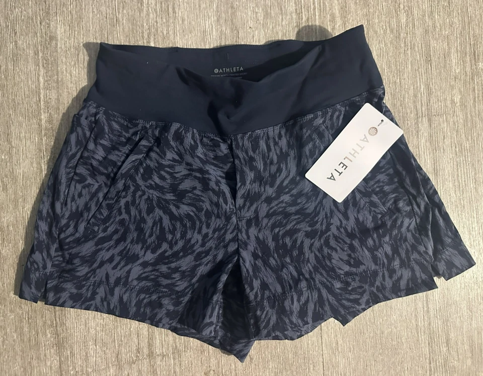 Pantalones Cortos Trekkie North Para Mujer Athleta Talla 2 Estampado Azul Marino Ligero Elástico Nuevos con Etiquetas Foto 1 de 1