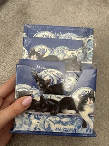 Otter House Stationery Set with blue and white design and kittens NEW - Picture 1 of 4