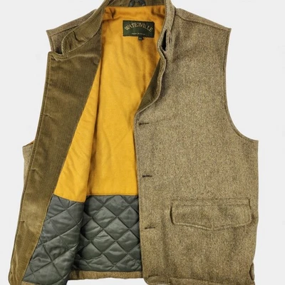 Waterville Vest Mens 52 XL Brown Wool Made In Italy Quilted Lined Gilet Outdoor - Image 1 of 4