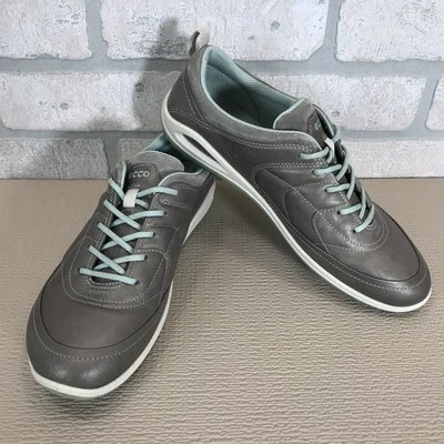ECCO Biom Grip Lite Sneakers Women's 37 US 6.5 Pewter Leather Walking Shoes - Image 1 of 4