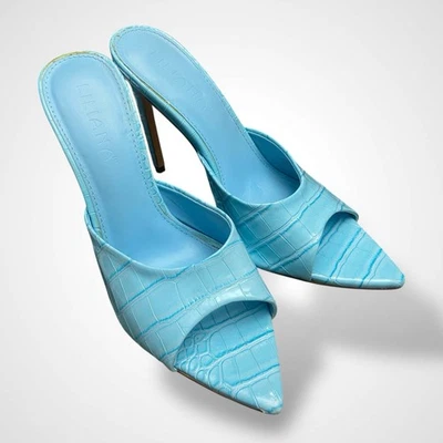 Tacones altos Liliana punta abierta azul claro para mujer talla 8 sin cordones Foto 1 de 4