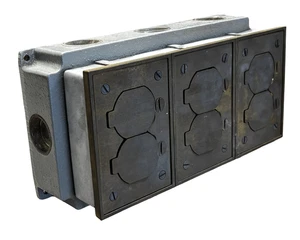 Thomas & Betts SP6431 Caja de piso de hierro fundido de 3 velocidades con adornos de latón - Impermeable y - Imagen 1 de 8