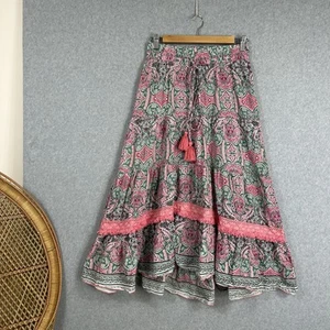 Adrift Skirt Size S Midi Maxi Pink Green Boho Resort Summer - Picture 1 of 10