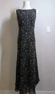 Women's Talbot's Black Polka Dot Printed Sleeveless 100% Silk Midi Dress Size 10 - Bild 1 von 7
